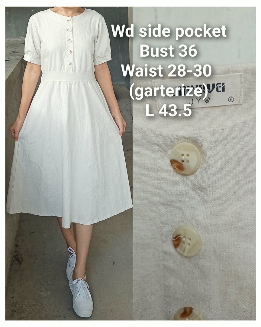 Oat Linen midi dress (Category: Dresses) located in Davao. Submitted by irisrazona16792 (Listing ID 1466787069, Image 1). Description: Wd side pocket Bust 36 Waist 28-30 (garterize) L 43.5 good as new.