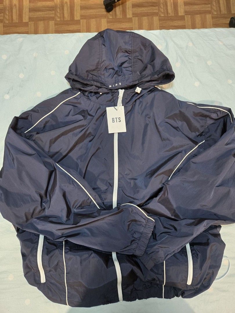 OFFICIAL HYBE Korea BTS WIND JACKET DIVE - size XL (Category: Coats, Jackets and Outerwear) located in Quezon City. Submitted by mymuzes (Listing ID 1466808104, Image 1). Description: XL size brand new BTS wind jacket DIVE, just arrived in Quezon City, on hand, purchased thru weverse, only selling to reorder a different size.