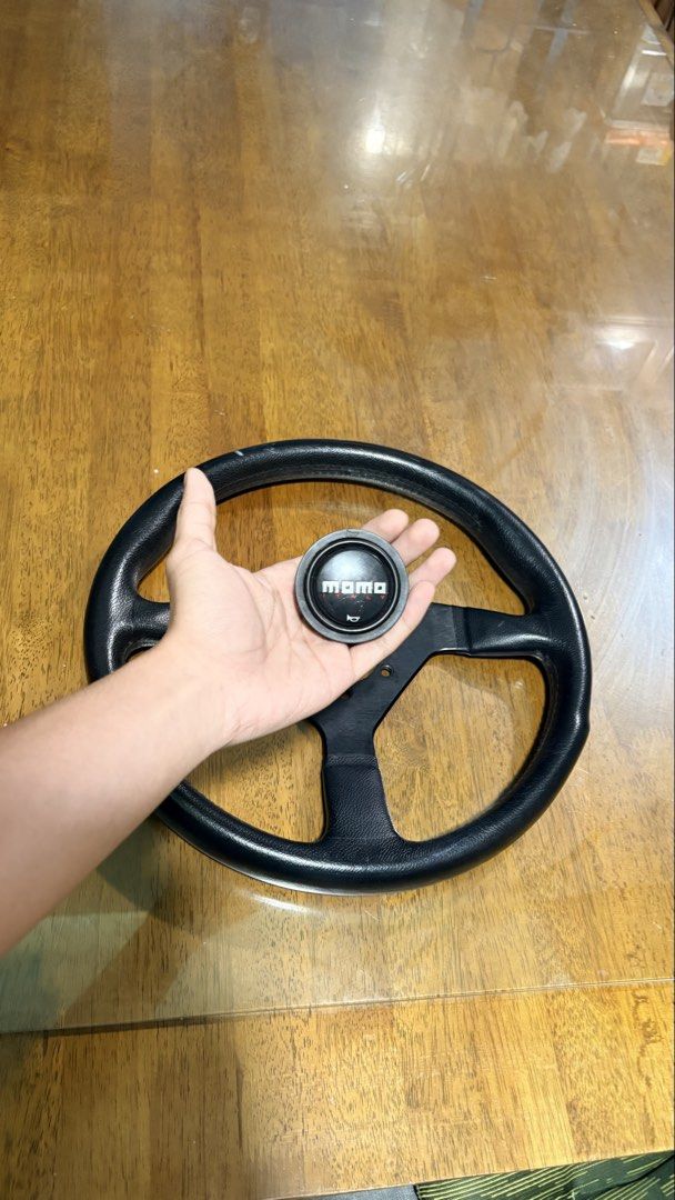 OG MOMO STEERING WHEEL BLACK STITCH (Category: Steering, Brakes, Control Parts and Accessories) located in Caloocan City. Submitted by ryanlim2007_ (Listing ID 1466813906, Image 2). Description: .