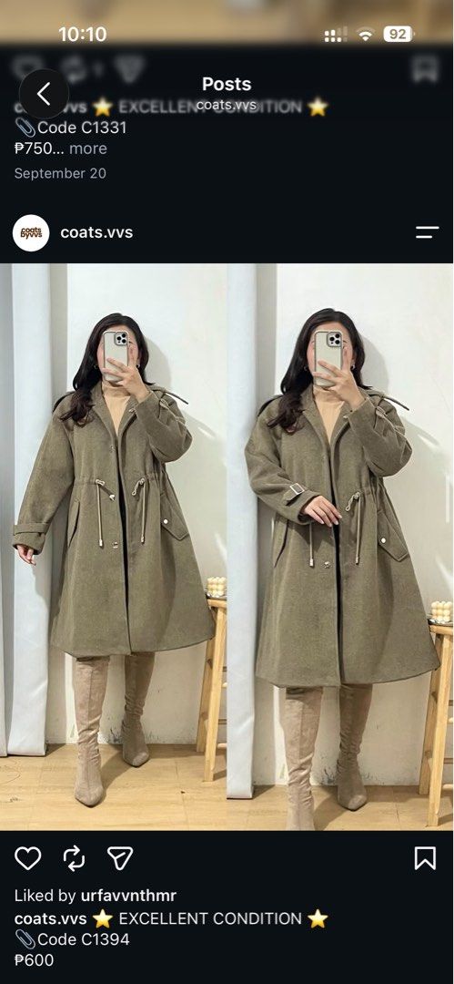 Olive Green Trench Coat with Drawstring Waist (Category: Coats, Jackets and Outerwear) located in Cainta. Submitted by adriannee (Listing ID 1466920198, Image 1). Description: - Color: Olive green - Length: Mid-length (covers past the knees) - Features: Adjustable drawstring waist, front button-down closure, classic collar, side pockets, and strap details on cuffs - Season: Great layering piece for fall and winter.