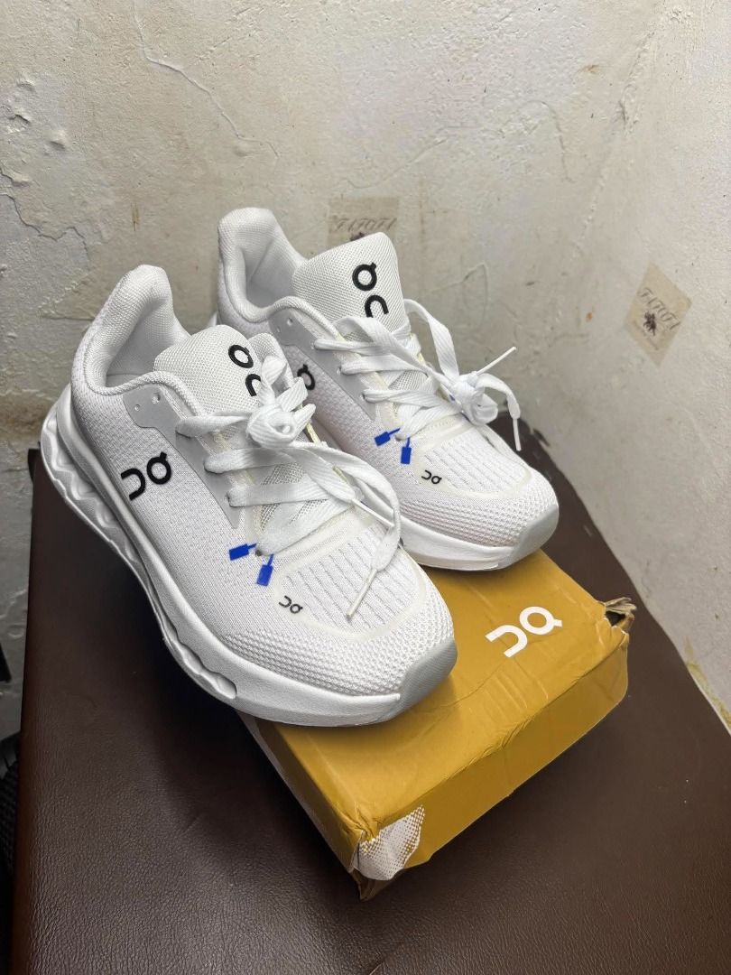 On Cloudtilt-Style Sneakers | All White | EU 38 (Category: Casual Shoes) located in Bacoor. Submitted by fafofa (Listing ID 1466966966, Image 1). Description: All-white athletic sneakers featuring a modern running-inspired silhouette and sculpted sole design. All-white colorway Cloud-inspired sole design Lace-up closure Size: EU 38 Includes matching shoe box.
