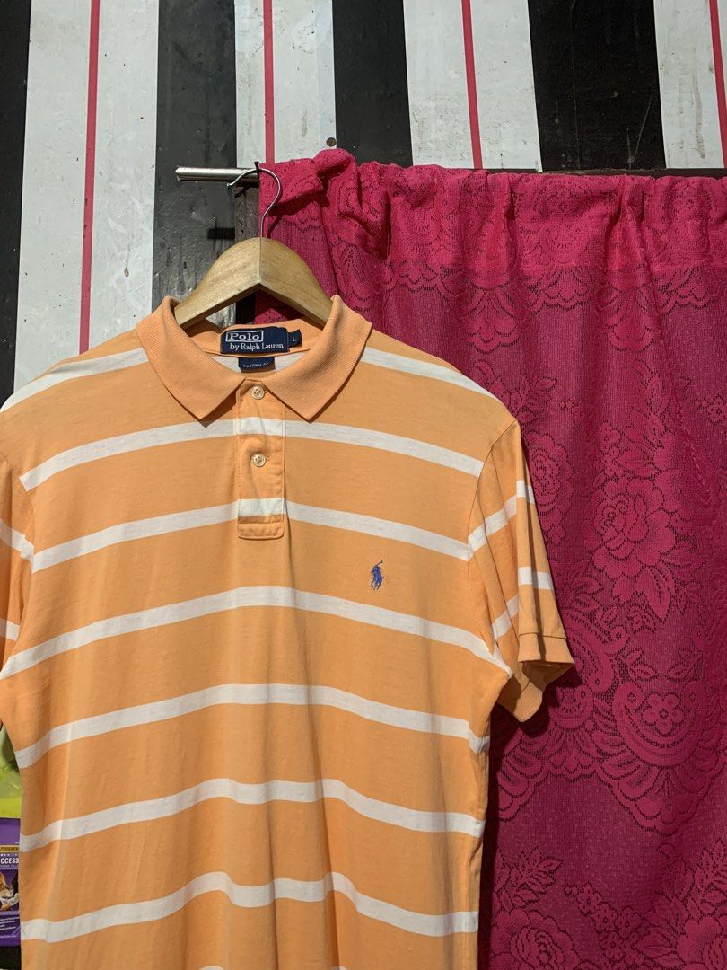 Orange Stripe Ralph Lauren Poloshirt (Category: Tshirts & Polo Shirts ) located in Iligan City. Submitted by kierrehv (Listing ID 1466936841, Image 3). Description: Orange Stripe Ralph Lauren Poloshirt 9.4/10 cr 20.5x29-31 Issue:cut slits .