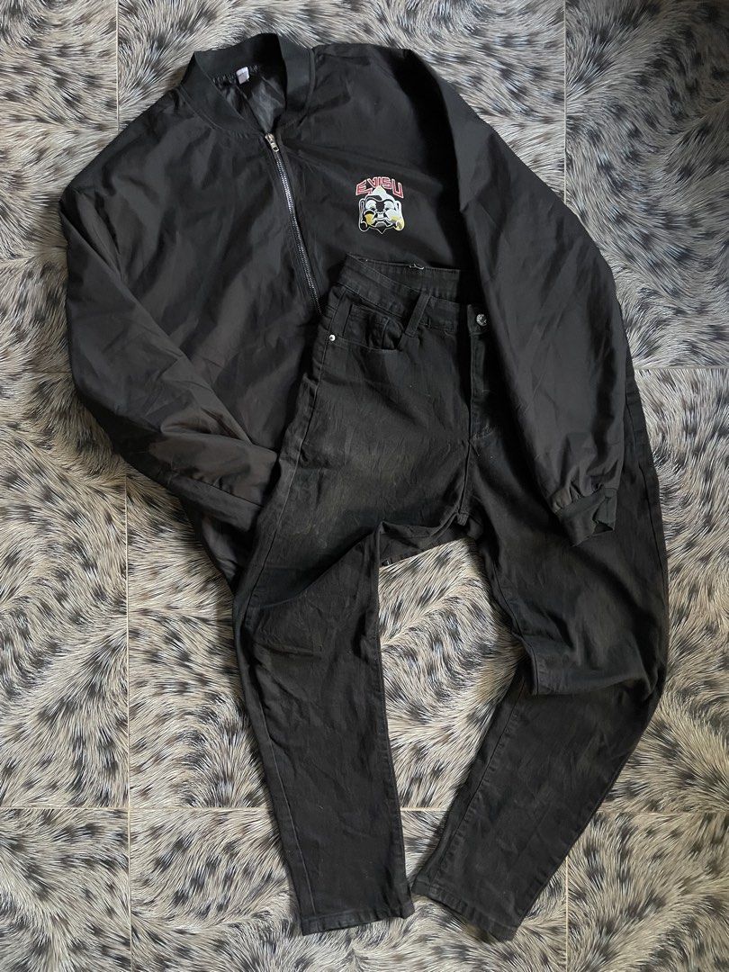 Overall Evisu Garments Up and Down (Category: Sets & Coordinates) located in Manila. Submitted by streetnattylituptown (Listing ID 1466793616, Image 2). Description: Overall Evisu Garments Up and Down Evisu “Evisu Maniac” Black Denim -Excellent condition -Good Fittings Dimes: Width: 28-34 Length: 39 Leg Opening: 6.5 Evisu Big Buddha Logo Zip-up Bomber Jacket -Excellent Condition -Boxy Fit Dimes: Length: 28 Width: 23 UNLI VC UNLI VOUCH CABUYAO LAG