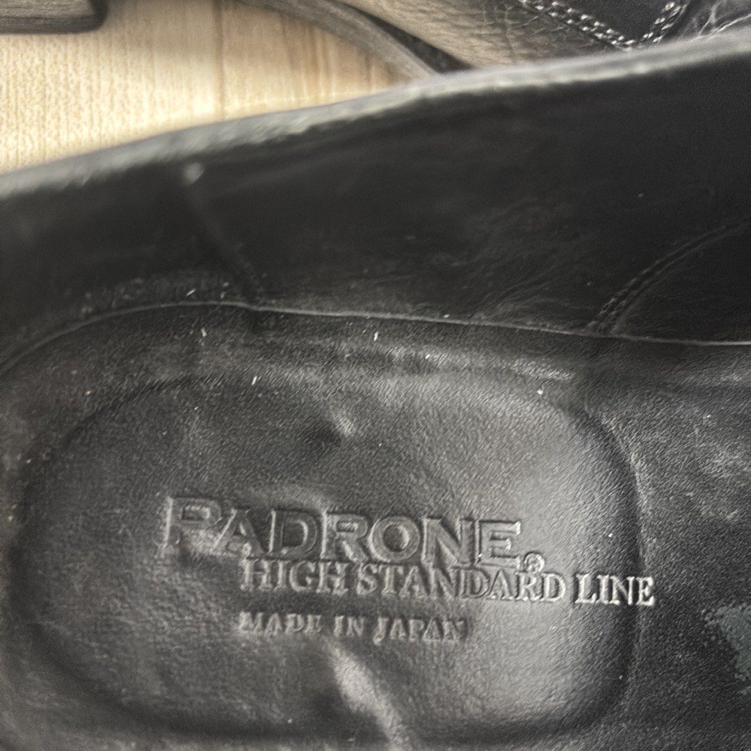 Padrone high standard line black derbies (Category: Dress Shoes) located in Baguio. Submitted by jimbles_28 (Listing ID 1466914538, Image 2). Description: Tagged size 41 (can fit 41.5- 42) *Issues- heel drag, toe drag, needs reconditioning .