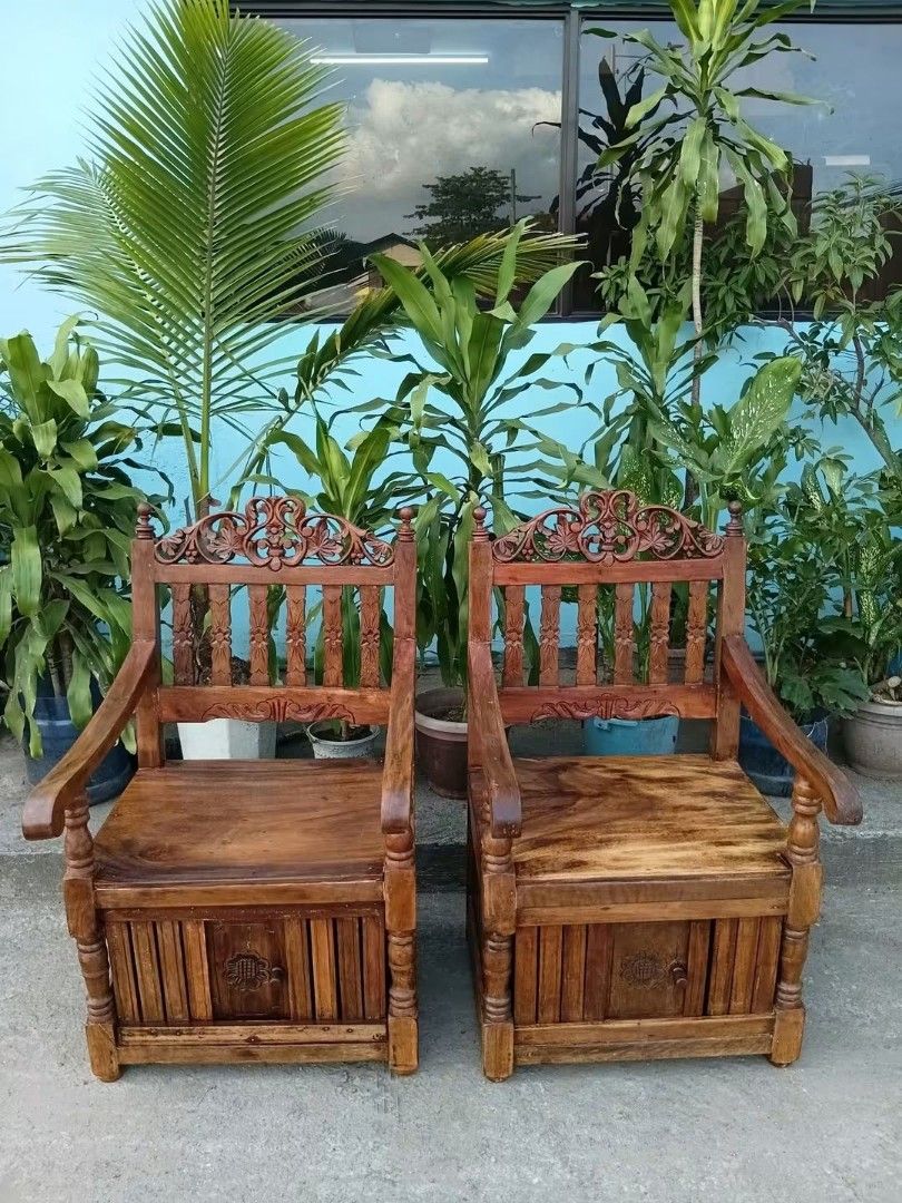 Pair of Gallinera Bench (Category: Chairs) located in Quezon City. Submitted by alex.sabugo01 (Listing ID 1466889775, Image 3). Description: Pair of Gallinera Chair made of seasoned Acacia Wood. Restored and newly varnished. Ready to use. Get it for only P5,450. Size L22 x W23 x SH16 x H38 inches.