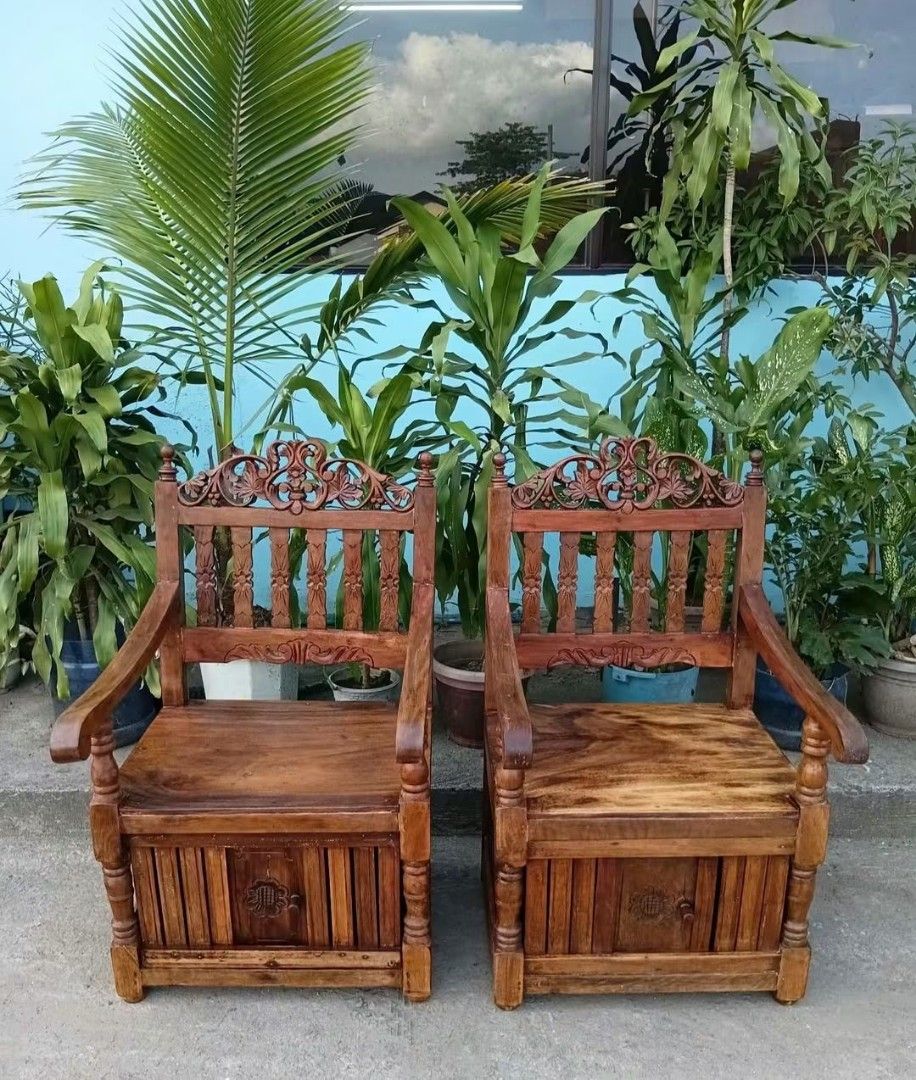 Pair of Gallinera Bench (Category: Chairs) located in Quezon City. Submitted by alex.sabugo01 (Listing ID 1466889775, Image 1). Description: Pair of Gallinera Chair made of seasoned Acacia Wood. Restored and newly varnished. Ready to use. Get it for only P5,450. Size L22 x W23 x SH16 x H38 inches.