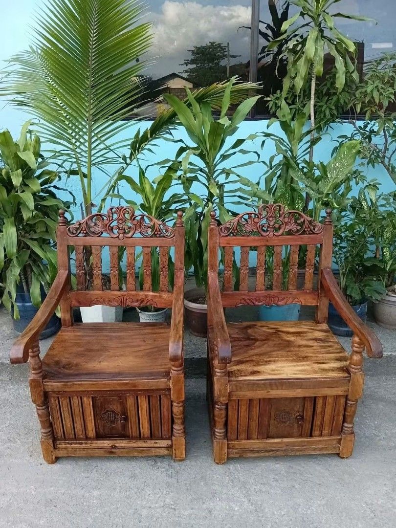 Pair of Gallinera Bench (Category: Chairs) located in Quezon City. Submitted by alex.sabugo01 (Listing ID 1466889775, Image 2). Description: Pair of Gallinera Chair made of seasoned Acacia Wood. Restored and newly varnished. Ready to use. Get it for only P5,450. Size L22 x W23 x SH16 x H38 inches.