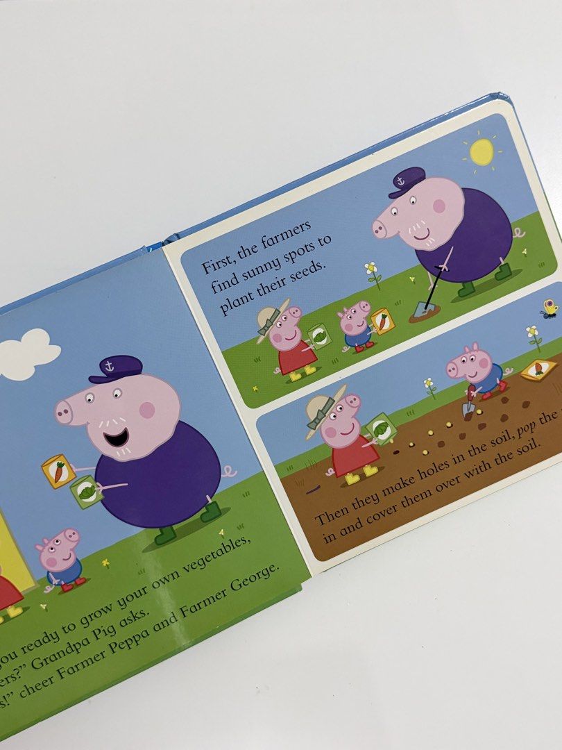 Peppa Pig Peppa's Vegetable Garden Board Book (Category: Children's Books) located in Quezon City. Submitted by treasures.delight (Listing ID 1466788644, Image 2). Description: peppa’s vegetable garden preloved • vguc • medium padded bb price: ₱180 *Grandpa Pig teaches Peppa and George all about growing plants, choosing seeds, and tending to fresh garden vegetables. shipping via sco or lalamove • location QC comment “m/mine” Disclaimer: This is a