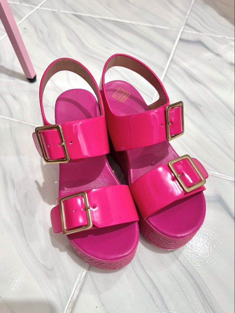 Pink belted wedge heels (Category: Heels) located in Bulacan. Submitted by archivesbyjanine (Listing ID 1466909149, Image 2). Description: .