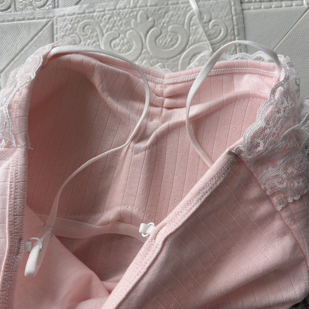Pink lace camisole padded top (Category: Sets or Coordinates) located in Baguio. Submitted by icandy.collects (Listing ID 1466864970, Image 3). Description: Pink coquette ballet top -no flaws -fits xs-m -slightly stretchable and adjustable straps.