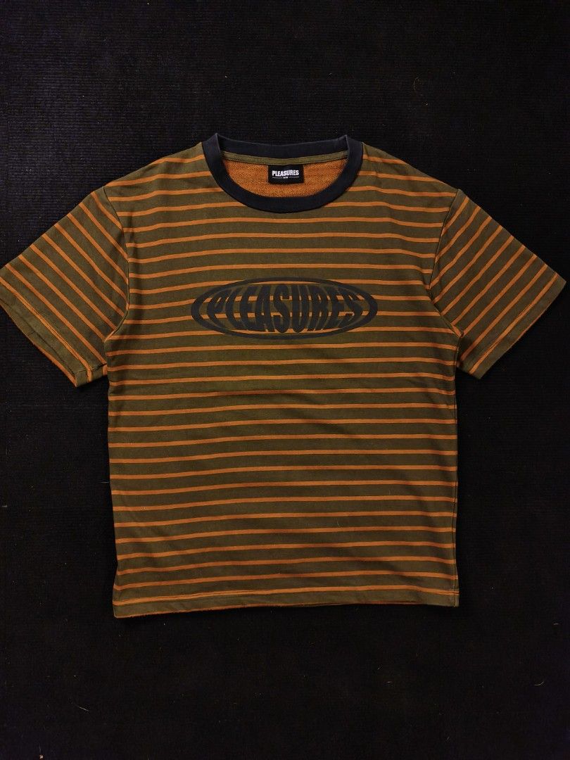 Pleasures Stripe (Category: Tshirts & Polo Shirts ) located in San Fernando. Submitted by gaboo_asncn (Listing ID 1466932791, Image 2). Description: - Pleasures Stripe - Size: Small on tag (W20/L27) - Condition: Excellent - Color Rate: 9.5/10 - No issue.