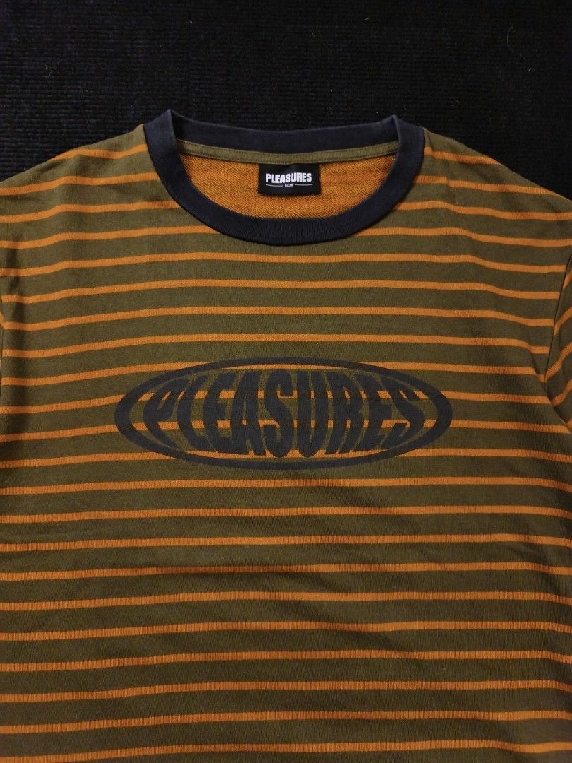 Pleasures Stripe (Category: Tshirts & Polo Shirts ) located in San Fernando. Submitted by gaboo_asncn (Listing ID 1466932791, Image 3). Description: - Pleasures Stripe - Size: Small on tag (W20/L27) - Condition: Excellent - Color Rate: 9.5/10 - No issue.
