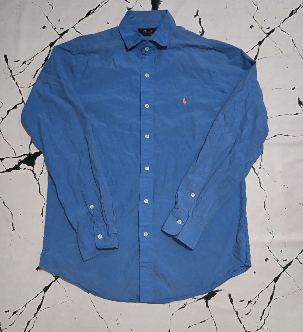 POLO RALPH LAUREEN (Category: Formal Shirts) located in Cebu City. Submitted by papart1993 (Listing ID 1466916685, Image 2). Description: POLO RAPLH LAUREN LIGHTWEIGHT TWILL BLUE EXCELLENT MEDIUM 21 W 29 L 📩 .