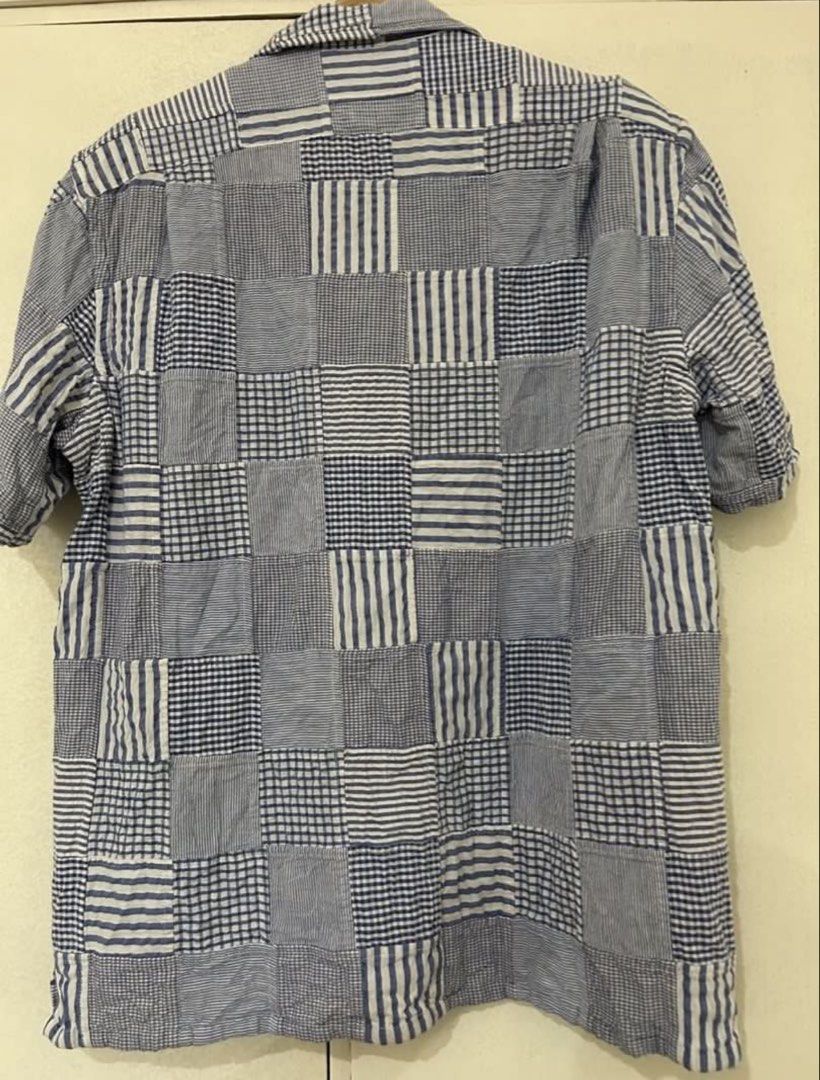Polo Ralph Lauren Patchwork Seersucker Shirt (Category: Tshirts & Polo Shirts ) located in Paranaque City. Submitted by snkrsnstuff (Listing ID 1466862124, Image 2). Description: - Polo Ralph Lauren Patchwork Seersucker Shirt - Classic Fit - Size: Medium - Condition: used once, good as new - Blue & White Patchwork Design - Chest Pocket with Signature Polo Logo Dimensions: - Shoulders: 18in - Chest: 23in - Sleeve: 9.5in - Length: 29in.
