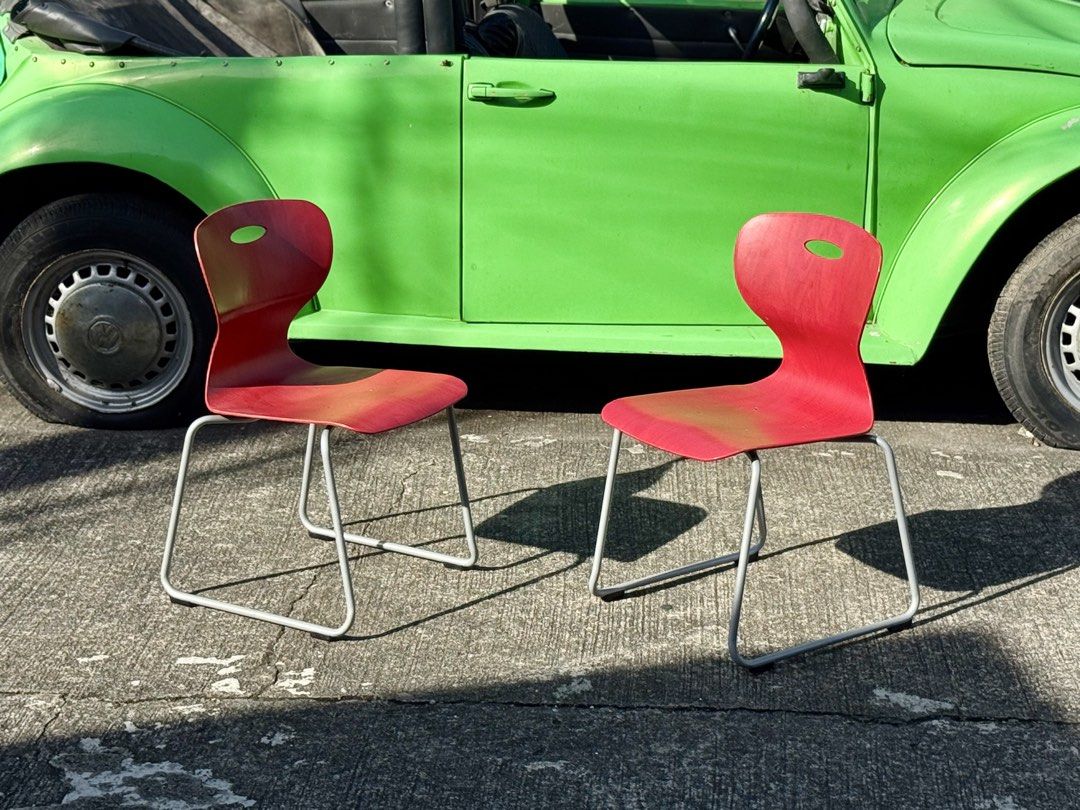 Pop red pagholz style stackble chair Solid wood base/ metal frame (Category: Chairs) located in Bulacan. Submitted by rock_off.thriftshop.ph (Listing ID 1466883719, Image 2). Description: .