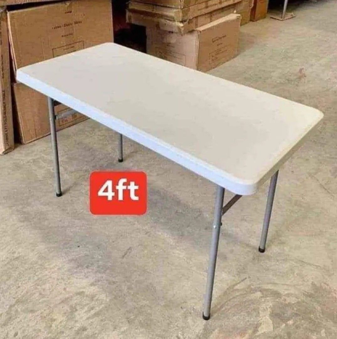 Portable foldable table/ plastic rectangular table (Category: Tables & Sets) located in Manila. Submitted by jamfrimzy089458 (Listing ID 1466821371, Image 1). Description: - Heavy-duty plastic top with sturdy steel folding legs - Versatile use: ideal for events, outdoor gatherings, extra dining, or work - Easy to wipe clean and maintain - Folds completely flat for convenient, space-saving storage - Available sizes: 4ft, 5ft, and 6ft - Send a mess