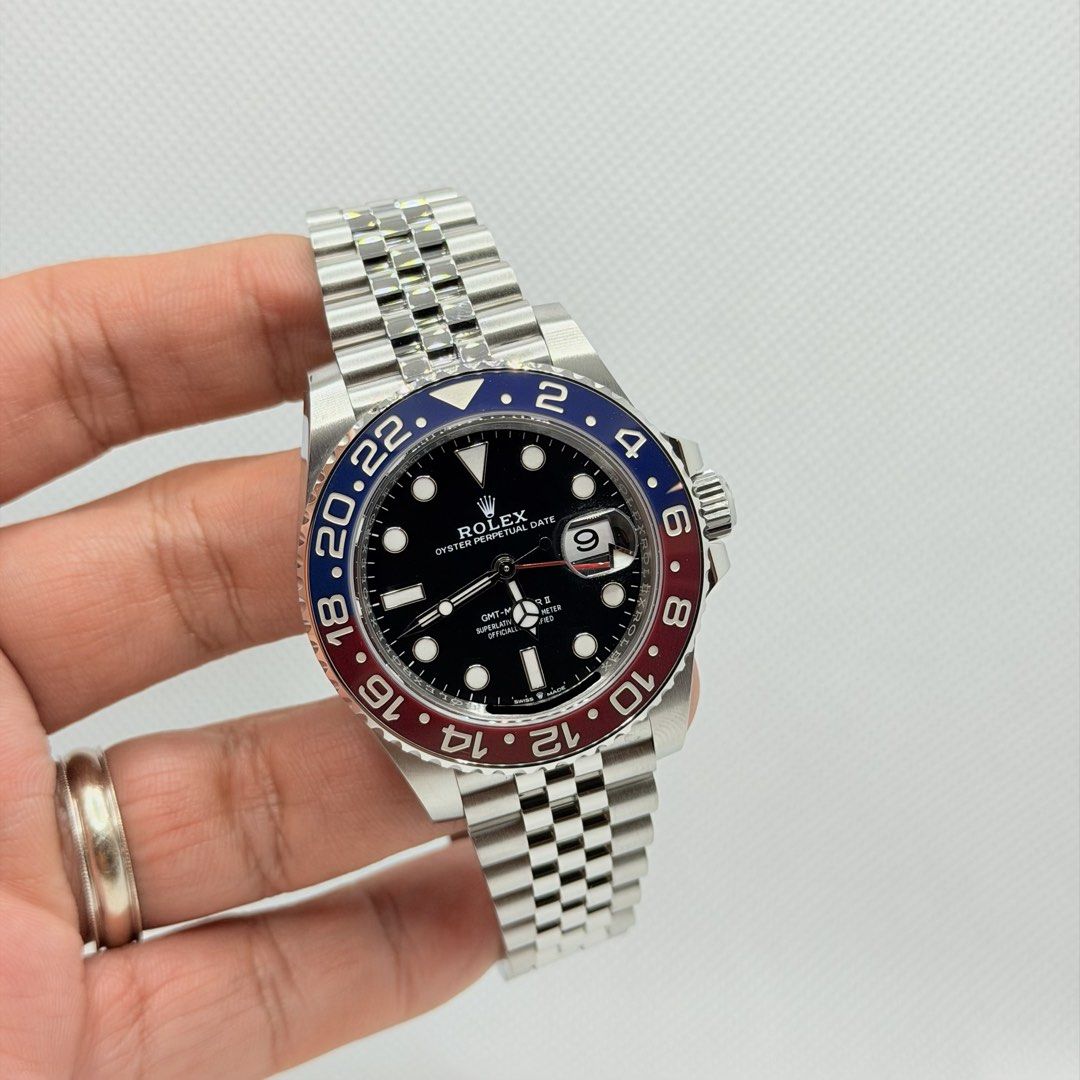 Pre Owned 01/2026 Rolex 126710BLRO GMT Master II Pepsi Jubilee 126710 (Category: Watches) located in Singapore. Submitted by worthytime (Listing ID 1466877508, Image 1). Description: 🫵Join our Tele-gram channel for latest updates: worthytime.biz/tele ➡️Rolex 126710BLRO GMT Master II Pepsi Jubilee ➡️January 2026 (5 Years Rolex International Warranty Till 01/2031) ➡️Very Mint Condition ➡️Full Complete Set + White Tag 💡Discontinued Model ✅Trade Up
