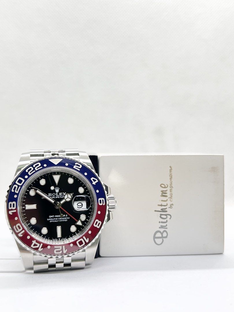 Pre Owned Rolex Oyster Gmt Master II 126710BLRO "Pepsi" Black Dial Automatic Steel Casing Bracelet ( Nov 19 ) (Category: Watches) located in Singapore. Submitted by brightime (Listing ID 1466870183, Image 3). Description: Pre Owned Rolex Oyster Gmt Master II 126710BLRO “Pepsi” Black Dial Automatic Steel Casing Bracelet ( Nov 19 ) ** Pre-Owned ** ** Unpolished Set Except Clasp, Mint Condition ** Model : 126710BLRO Also known as : Oyster Gmt Master