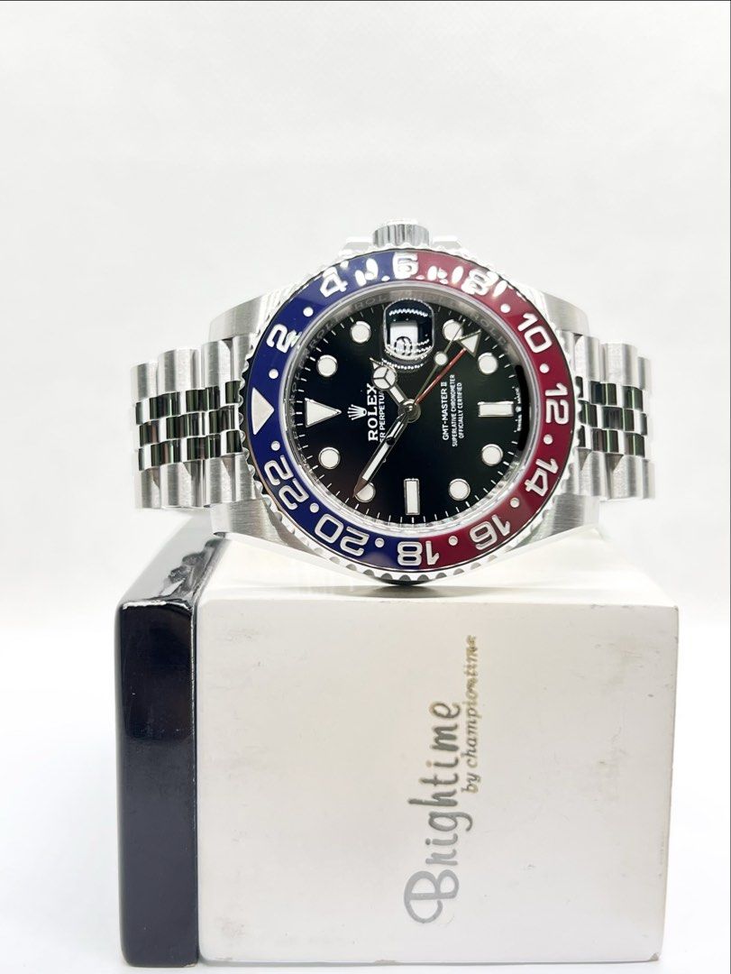 Pre Owned Rolex Oyster Gmt Master II 126710BLRO "Pepsi" Black Dial Automatic Steel Casing Bracelet ( Nov 19 ) (Category: Watches) located in Singapore. Submitted by brightime (Listing ID 1466870183, Image 2). Description: Pre Owned Rolex Oyster Gmt Master II 126710BLRO “Pepsi” Black Dial Automatic Steel Casing Bracelet ( Nov 19 ) ** Pre-Owned ** ** Unpolished Set Except Clasp, Mint Condition ** Model : 126710BLRO Also known as : Oyster Gmt Master