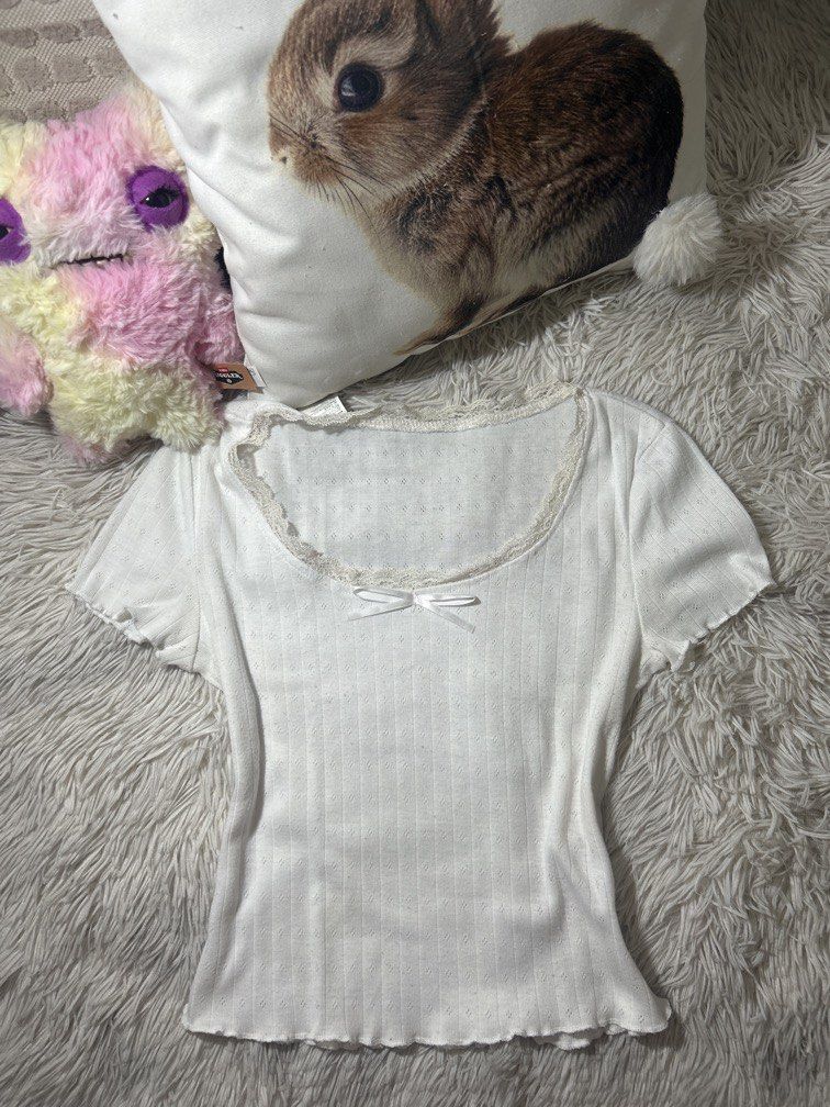 preloved shein lace bow top ⋆𐙚₊˚⊹♡ (Category: Blouses) located in Talisay. Submitted by whimsyunicornbcd (Listing ID 1466774752, Image 1). Description: — size: S-M ⋆𐙚₊˚⊹♡ .