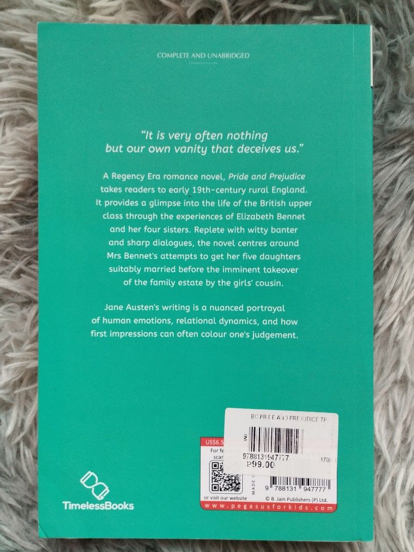 PRIDE AND PREJUDICE BY JANE AUSTEN (Category: Storybooks) located in Bantayan. Submitted by book_island_ph (Listing ID 1466778586, Image 3). Description: MAKE READING A HABIT ‼️‼️‼️ AVAILABLE IF YOU CAN MAKE AN OFFER. PLEASE DON'T WASTE MY REPLY QUOTA IF NOT SURE BUYER. Swipe to left to see additional details/photos of the book. Pictures of the books are posted for hassle free transactions, no unnecessary photo request please. As I'm also a worki