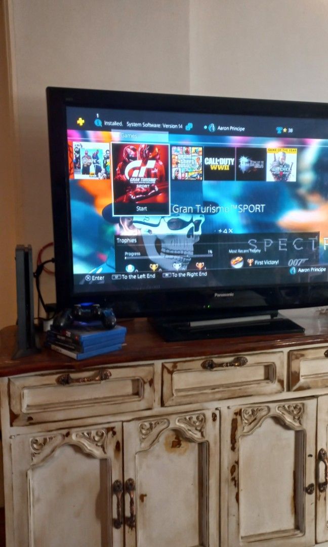 PS4 Slim 1TB (Category: PlayStation) located in Las Pinas. Submitted by ajbash (Listing ID 1466778063, Image 2). Description: PS4 SLIM 1TB Not Jailbreaked 2 controllers (2nd controller has power issues 4 free games with charging port cables. hdmi complete no defects.