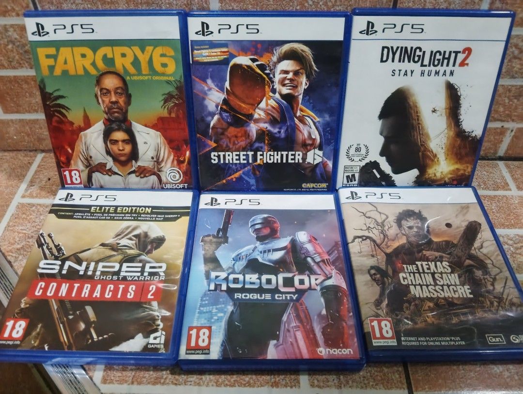 PS5 Games For Sale (Category: PlayStation) located in Caloocan City. Submitted by jbfuenzalida27 (Listing ID 1466914985, Image 1). Description: ps5 games tested and working Sniper Ghost Warrior contracts 2- 800 Farcry 6- 850 Robocop rouge city - 1,100 Texas chainsaw massacre -850 Dying light 2- 900 Street fighter 6- 1,350 Meetup: c3 caloocan or pick up .