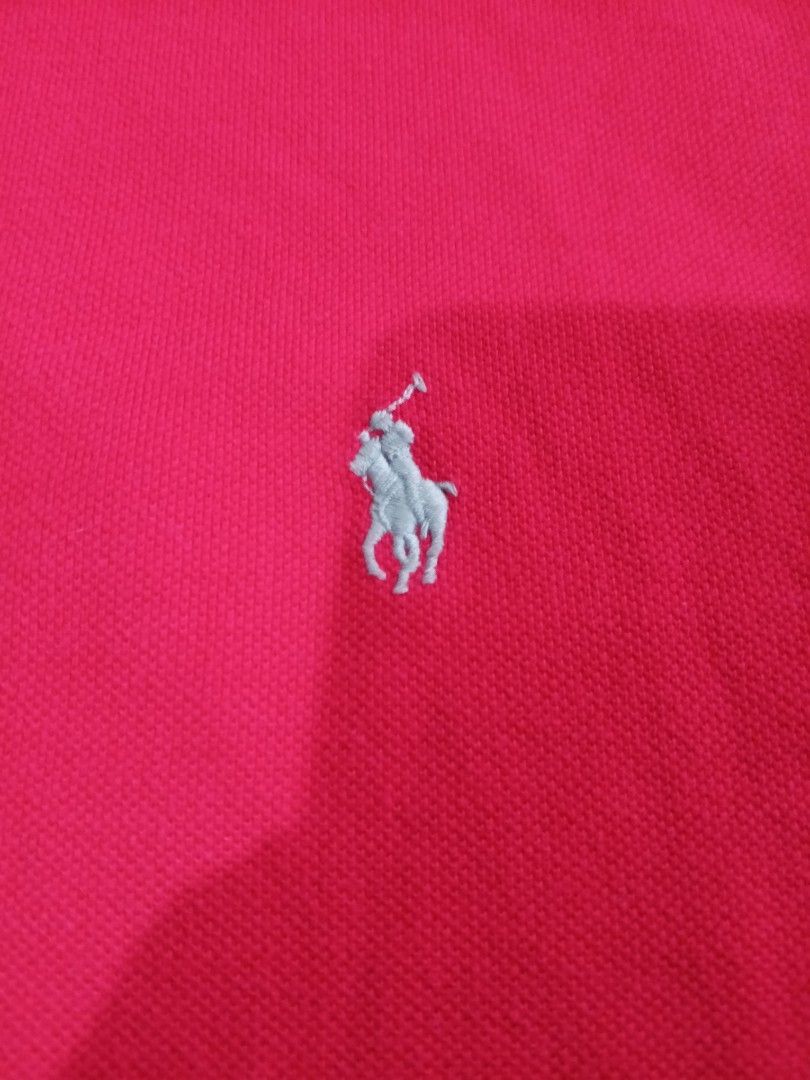 Ralph Lauren Polo Pink (Category: Activewear) located in Lucena. Submitted by thriftsivu (Listing ID 1466862828, Image 3). Description: Size large on tag Shoulder -15.5 width - 19 length - front 25 back 26 In Good condition Color rate 8/10 womens polo shirt pwede mens small/medium body frame.