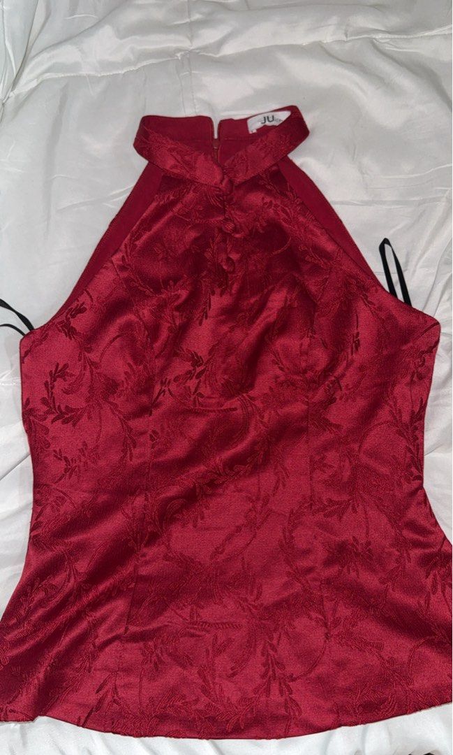 Red Halter Neck Top with Floral Pattern (Cheongsam) (Category: Sleeveless) located in Manila. Submitted by kylavillajuan (Listing ID 1466917025, Image 2). Description: Cheongsam design .