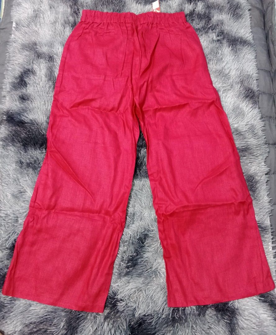 red pure linen pants new (Category: Other Bottoms) located in Magalang. Submitted by trendz67271 (Listing ID 1466924746, Image 2). Description: brand new bought from abroad size reference in photos.