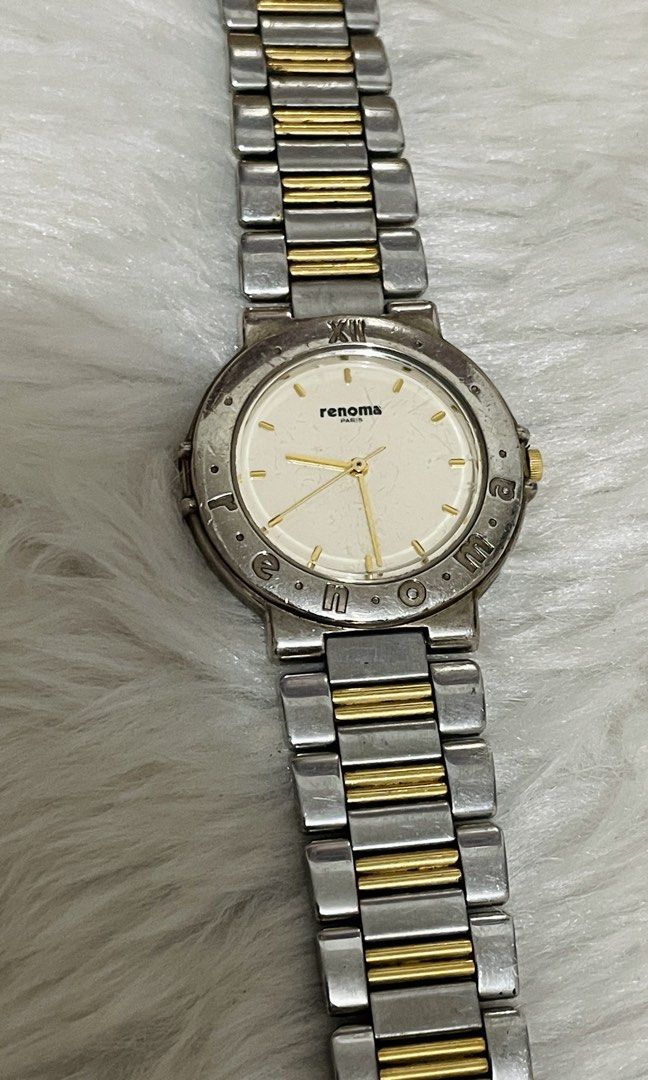 Renoma PARIS Two-Tone Quartz Watch -Working (Category: Women's Watches) located in Quezon City. Submitted by sissymissy1527 (Listing ID 1466938422, Image 1). Description: Kakareplace lang ng new battery In good working condition Box included What u see is what u get.