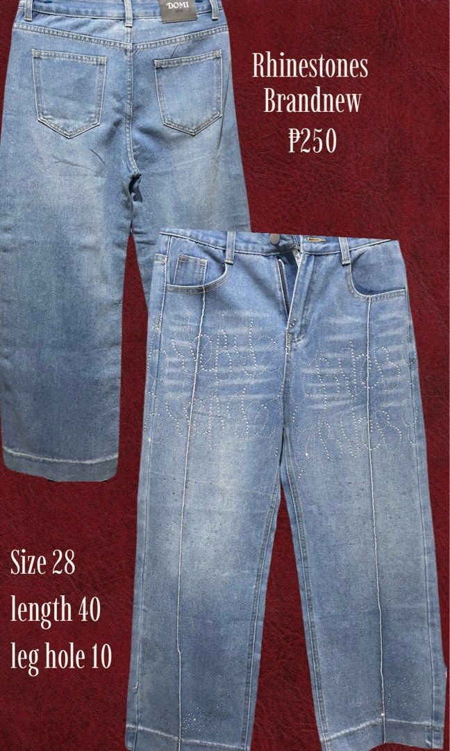 Rhinestones wideleg (Category: Other Bottoms) located in Cavite. Submitted by x.avie (Listing ID 1466914235, Image 1). Description: Brandnew wala butas pa 📍Imus, cavite / Manila.