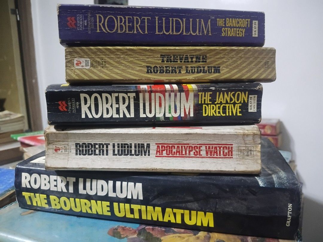 ROBERT LUDLUM Preloved Books (Category: Storybooks) located in Quezon City. Submitted by viaramirez (Listing ID 1466883285, Image 2). Description: FOR TAKE ALL ONLY P 400.00 for the 5 Books Good readable condition, complete pages, shipping or pickup, SF charged to buyer, Commonwealth QC .