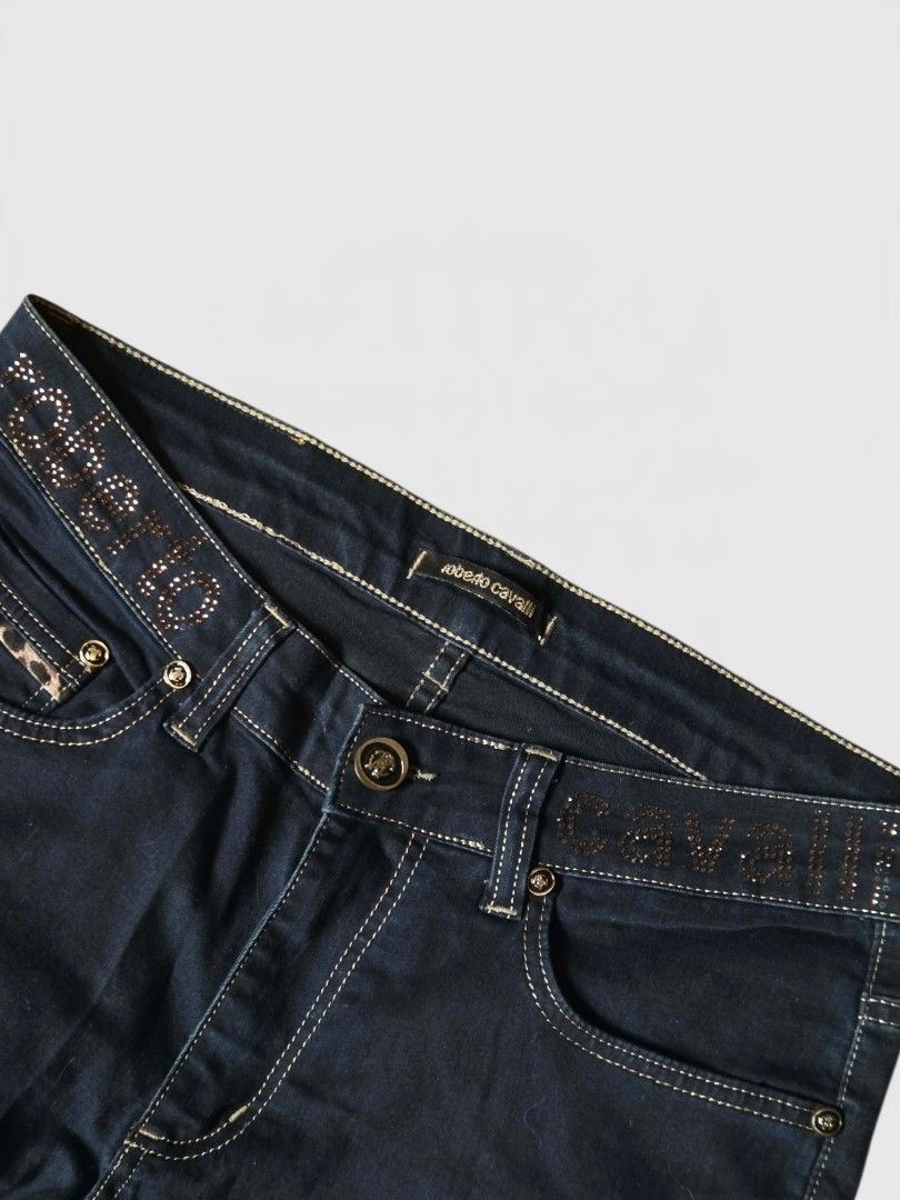 Roberto Cavalli Ripped Denim Jeans Size 33 (Category: Luxury Apparel) located in Rizal. Submitted by stoo_cee (Listing ID 1466793071, Image 2). Description: [ ] Roberto Cavalli* Vintage y2k Beaded jeans Waist: 32 Length: 42 Opening : 6 9.4/10 issue: Stain, see pics .