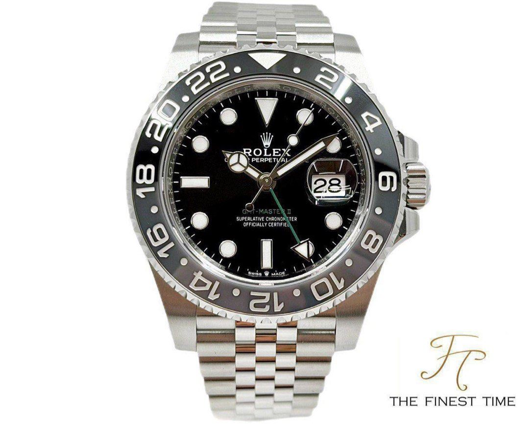 Rolex GMT-Master II 126710GRNR Bruce Wayne Jubilee 126710GRNR Jubilee _ Oct 2026 _ New Wood Card (Category: Watches) located in Singapore. Submitted by thefinesttime (Listing ID 1466789666, Image 1). Description: Model: Rolex GMT-Master II Reference: 126710GRNR Case Diameter: 40MM Dial Color: Black Material: Steel Bezel Material: Ceramic Bracelet Material: Steel Series: Alphanumeric New or Used: New Box & Paper: Yes,full set & barcode tag Date of