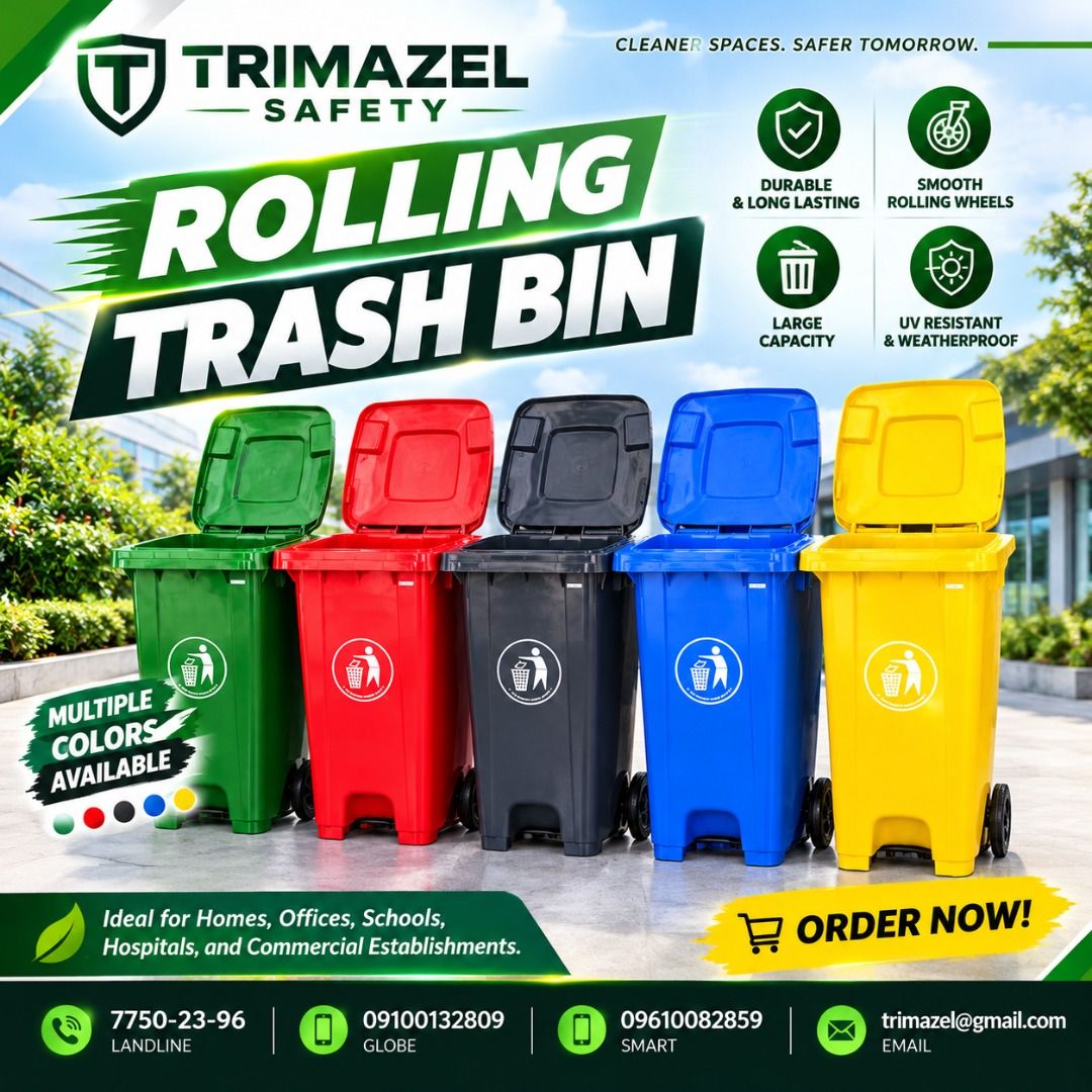 ROLLING TRASH BIN (Category: Looking For) located in Caloocan City. Submitted by trzl_liza14 (Listing ID 1466786685, Image 1). Description: ✅ Guaranteed lowest price ✅ Quality products ✅ Big discount for bulk orders ✅ 100% LEGIT TRUSTED SUPPLIER! ✅ With Complete Legal Documents ✅ BIR Registered We Supply All Kinds Of PPE Supplies, Raincoat, Hard Hat, Cooler Box, Plastic Trash Bin, Road Barriers, Kayak Boats, Crystal Kayak, Traffic Cone, T-Bollard
