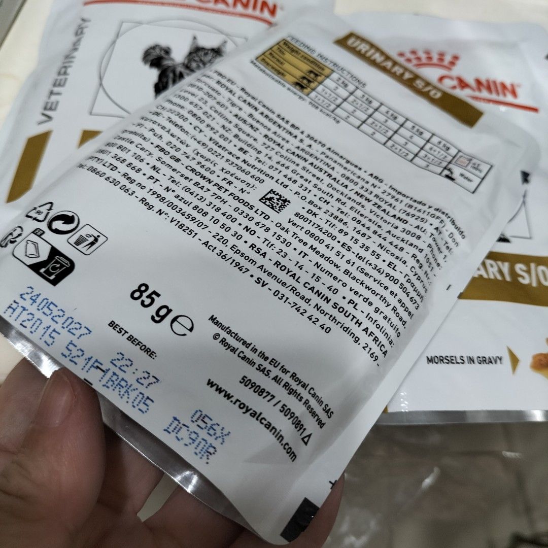 Royal canin so dier (Category: Pet Food) located in Paranaque City. Submitted by decluttering-all (Listing ID 1466841811, Image 2). Description: royal canin so diet p109 per pouch recently bought decluttering extras keeping the pantry fresh pick up beside Toyota bicutan paranaque payment through bpi or gcash .