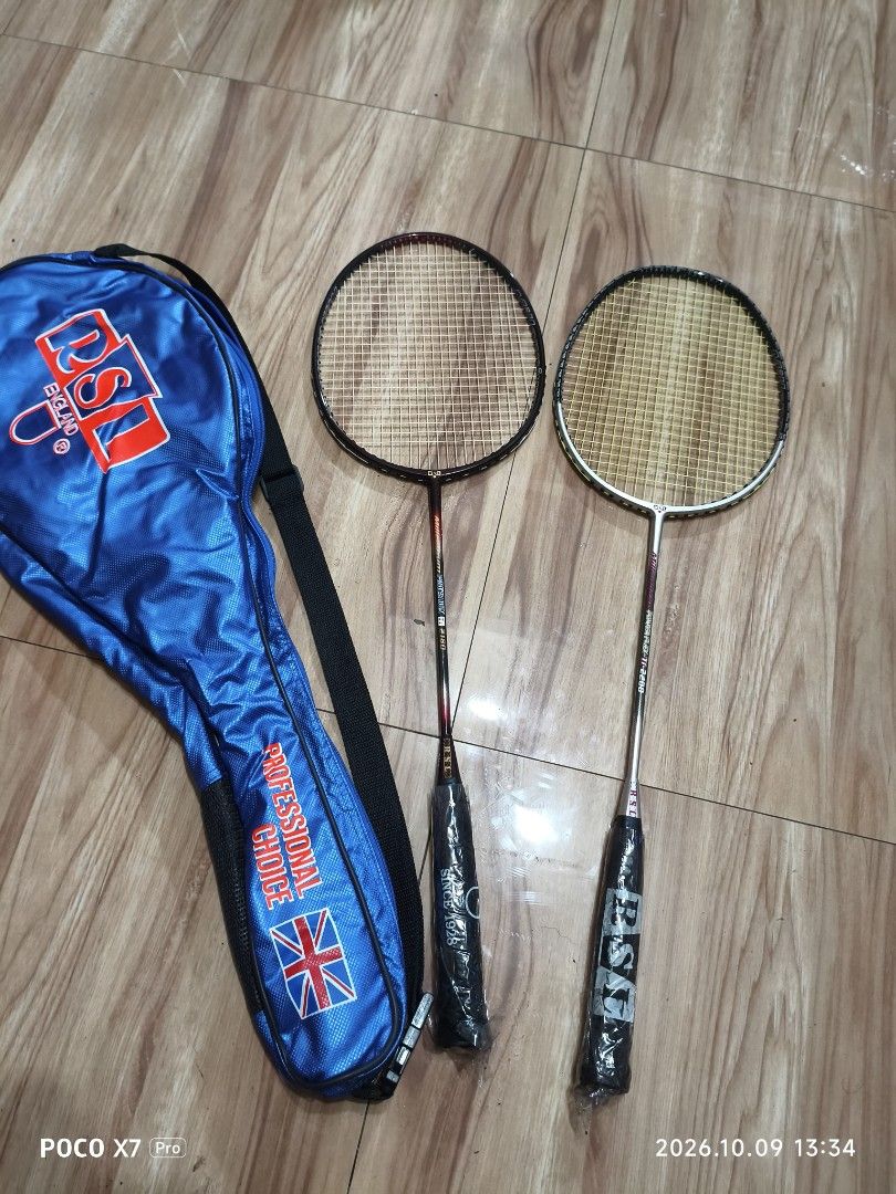 RSL Badminton Rackets Set with Bag (Category: Racket and Ball Sports) located in Baguio. Submitted by baguiobeans (Listing ID 1466820843, Image 1). Description: Like new condition, no scratches, grip tape needs replacement.. .