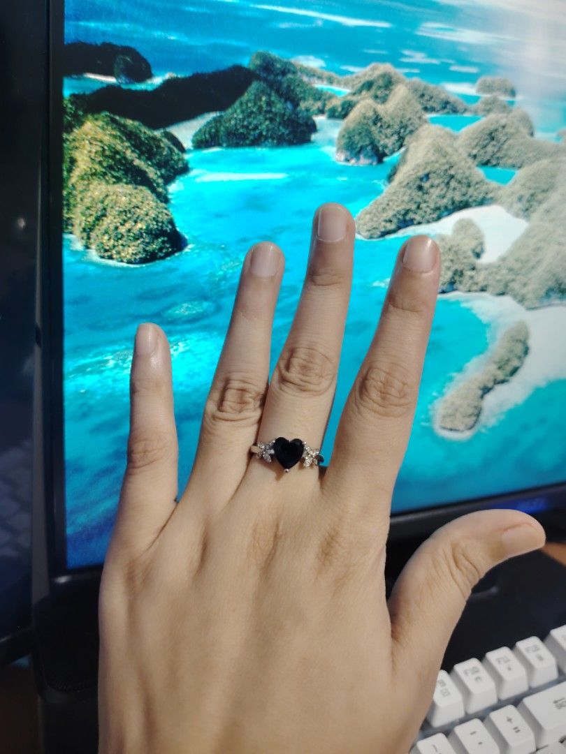 Sapphire Heart-shaped Ring [September Birthstone] (Category: Rings) located in Caloocan City. Submitted by cherishedfinds (Listing ID 1466889113, Image 2). Description: - Lab sapphire [September Birthstone] - Titanium Steel, non tarnish non fade under proper care - Spend 500, get a freebie 🎁 You may add items from my other listings 💯.