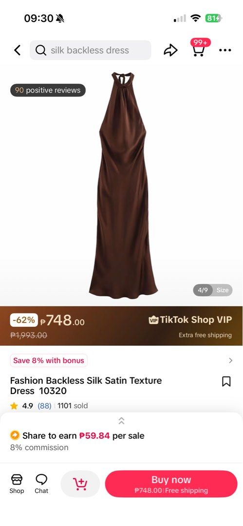 Satin Brown Halter Neck Maxi Dress (Category: Dresses) located in Quezon City. Submitted by danayuhhh_ (Listing ID 1466781127, Image 1). Description: - Color: Rich chocolate brown - Style: Halter neckline, open back with tie closure, floor-length - Material: Smooth satin with a subtle sheen - Condition: Excellent, worn once for a wedding - Occasion: Ideal for evening parties and formal events - Mode of Payment: bank transfer preferred - Shipping: