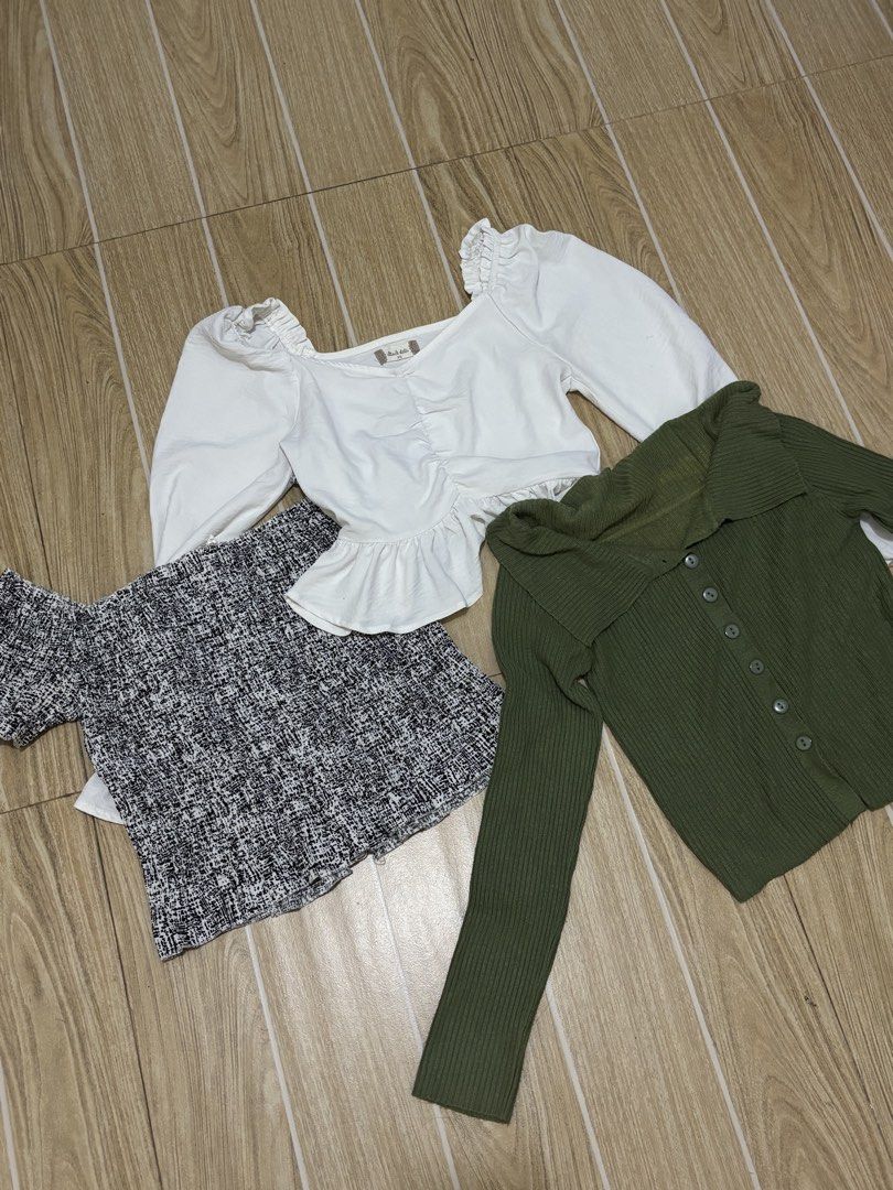 [SET] Assorted Blouses (Category: Blouses) located in Calamba. Submitted by sincerely_ayi (Listing ID 1466922760, Image 1). Description: help me declutter! — fits xs-s — lowest price already :) — can send more pics upon request — mop: gcash/maribank.
