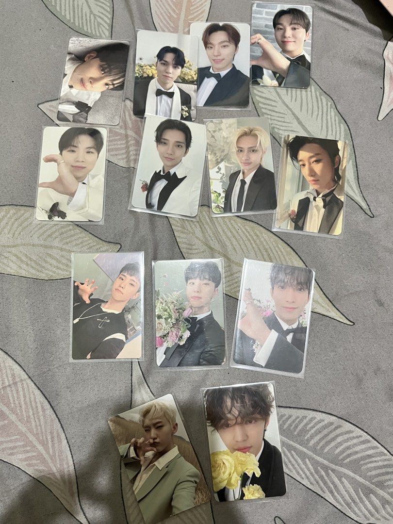 SEVENTEEN Official Photocards Various Members (Category: K-Wave Merchandise) located in Manila. Submitted by shuasuashi (Listing ID 1466877551, Image 2). Description: - Official SEVENTEEN photocards from various eras, albums, and concepts - Members: Joshua, Mingyu, Jeonghan, Vernon, Seungkwan, Hoshi, DK, Wonwoo, Jun, Dino, S.Coups, and The8 - Condition: 100% official and kept in protective plastic sleeves - 2.5k for all .