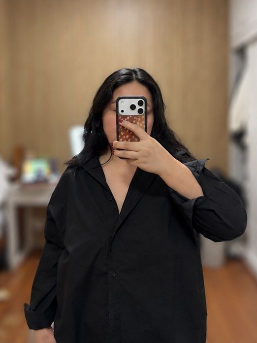 Shein Black Button-Up Shirt (Category: Shirts) located in Quezon City. Submitted by _shopjhcloset (Listing ID 1466915596, Image 1). Description: Shein BIZWear Button Down — ₱300 Size: XL Color: Black **In good condition.