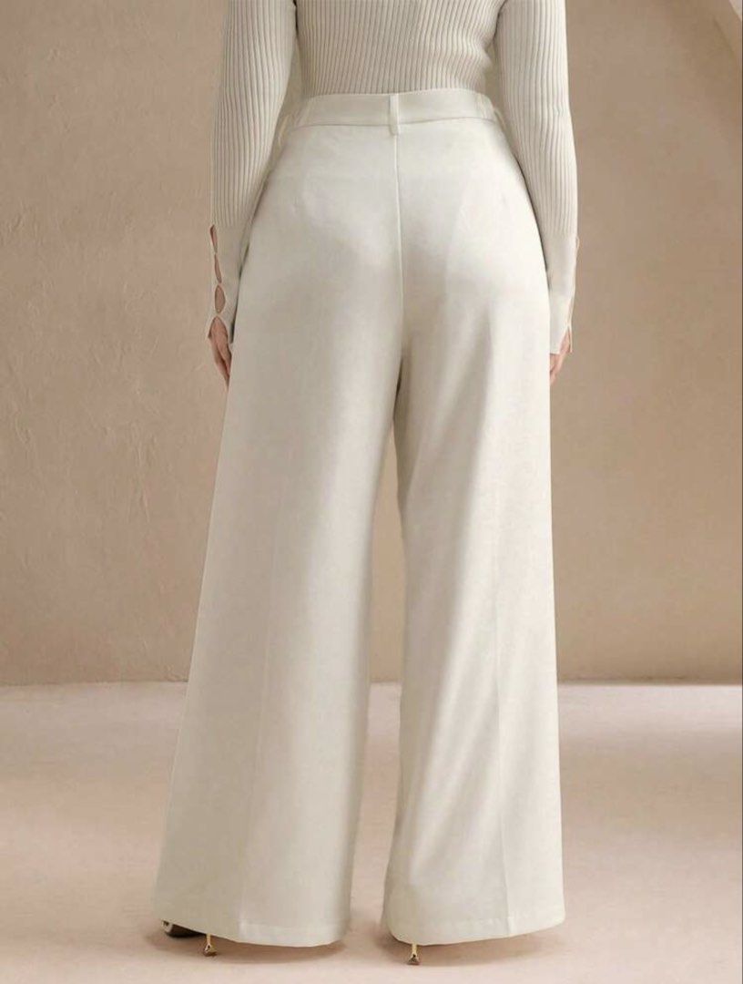 Shein Wide Trousers (Category: Other Bottoms) located in Quezon City. Submitted by _shopjhcloset (Listing ID 1466929409, Image 2). Description: Shein Wide Trousers Size: 0XL Color: White *In good condition, no stains or tear.