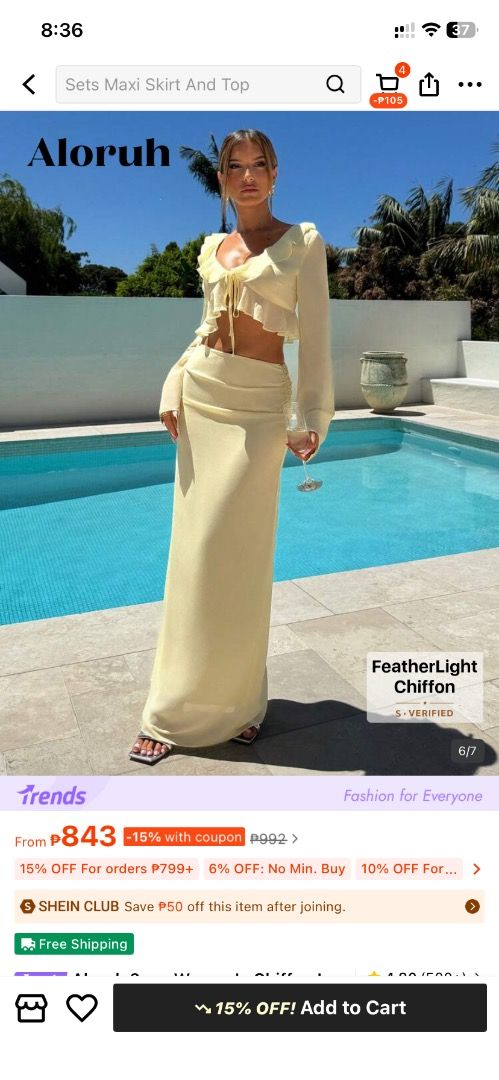 SHEIN Yellow Beach Dress (Category: Dresses) located in Caloocan City. Submitted by mona0814 (Listing ID 1466905822, Image 2). Description: .