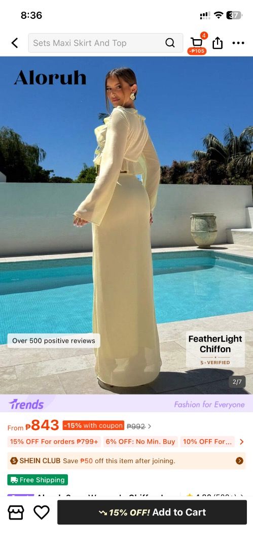 SHEIN Yellow Beach Dress (Category: Dresses) located in Caloocan City. Submitted by mona0814 (Listing ID 1466905822, Image 3). Description: .