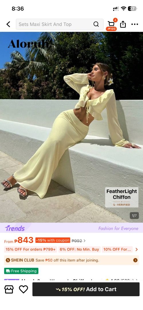 SHEIN Yellow Beach Dress (Category: Dresses) located in Caloocan City. Submitted by mona0814 (Listing ID 1466905822, Image 1). Description: .