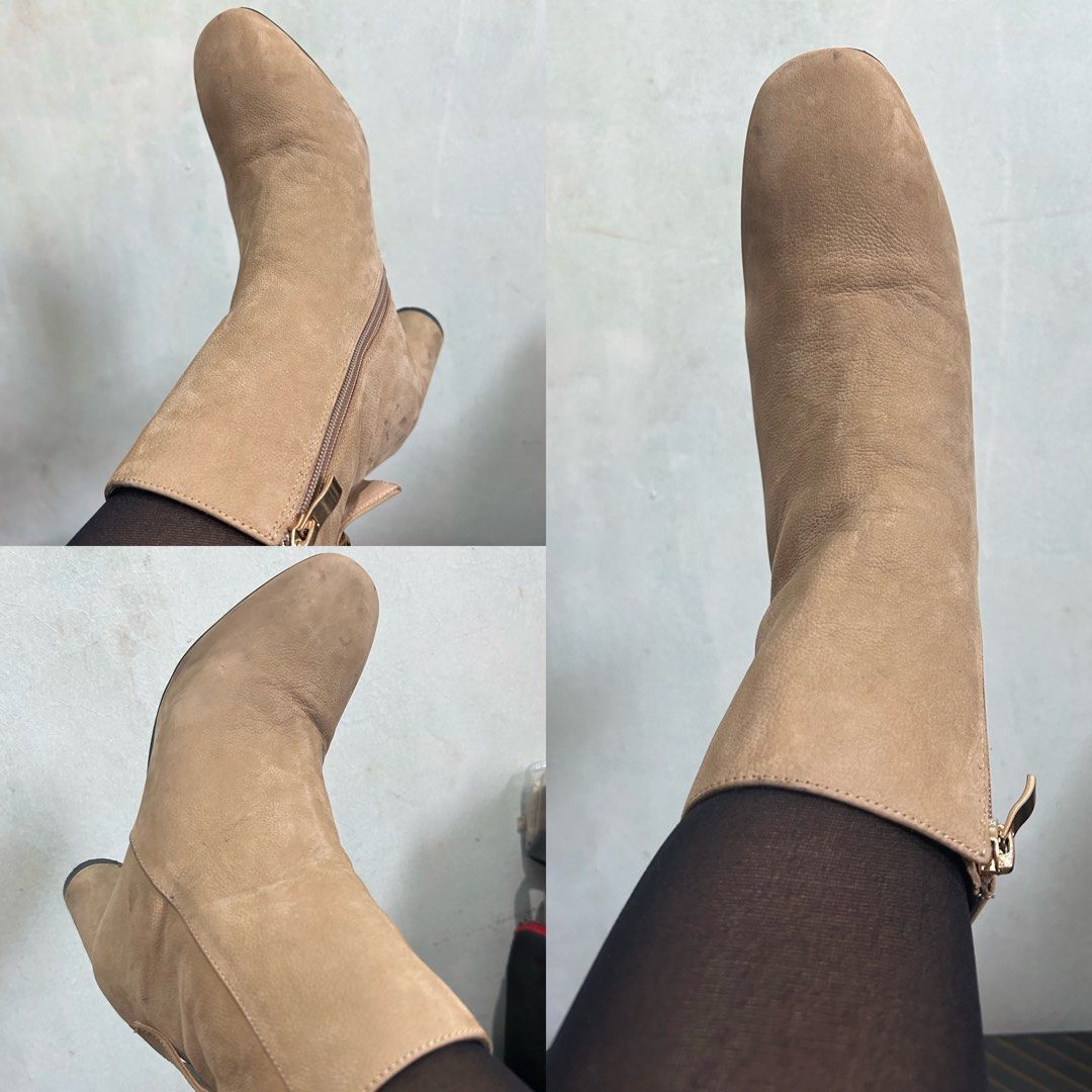 Shoopen Beige Side Zip Ankle Boots (Category: Boots) located in Quezon City. Submitted by jjsurplus_23 (Listing ID 1466797669, Image 2). Description: 23-23.5cm insole.