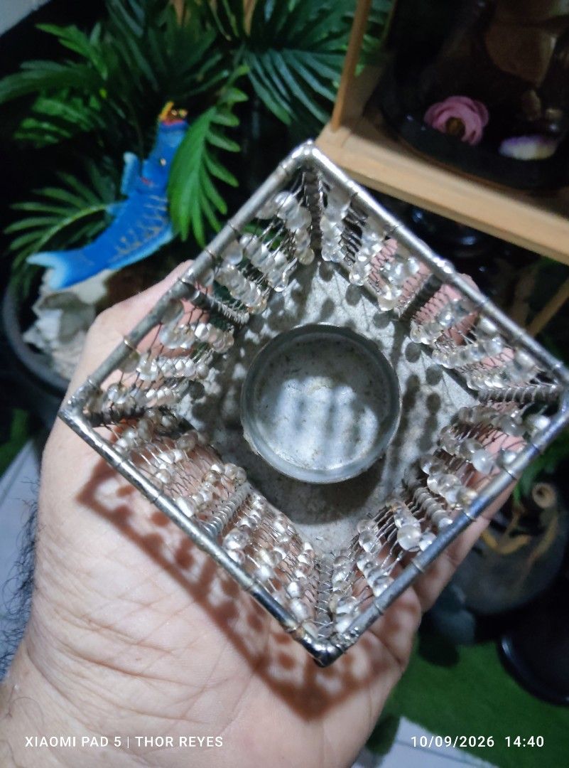 Silver Wire and Beaded Tea Light Candle Holder (Category: Home Fragrance) located in Valenzuela. Submitted by mighthor0526 (Listing ID 1466843743, Image 3). Description: Measurements on photos provided Preloved item Payment thru Gcash or Abono by Lalamove rider Delivery by rider or shipping will be shouldered by the buyer Pm me if interested .