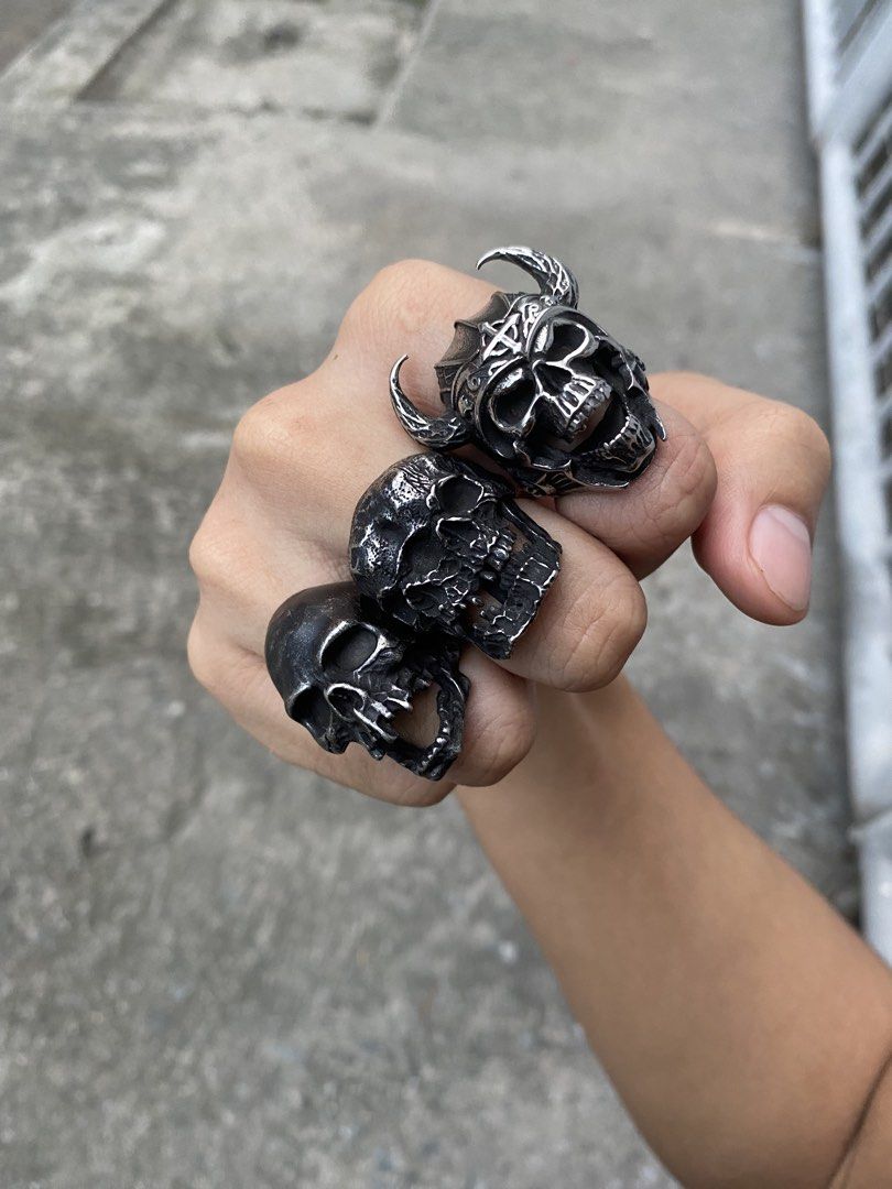 skull ring bundle |chrome hearts kmrii affliction (Category: Jewelry) located in Manila. Submitted by stootmms (Listing ID 1466942653, Image 2). Description: originally 1,300 each, now selling it for 3k bundle of three.